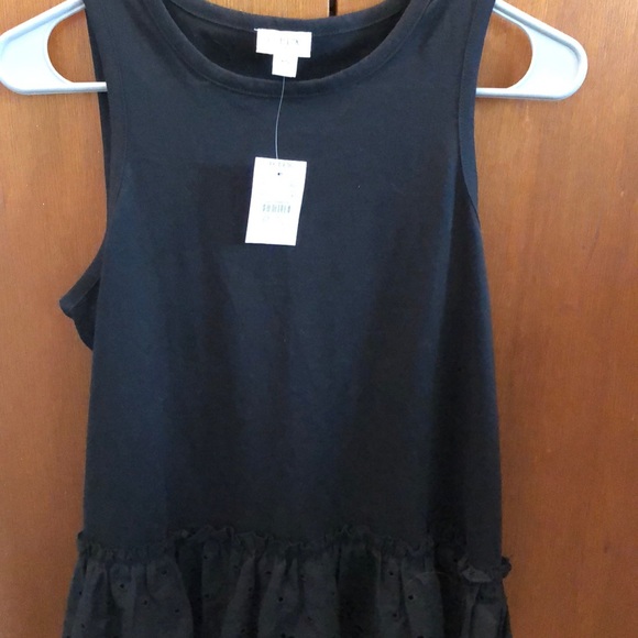 J. Crew Tops - NWT J.Crew black drop-waist tank top - Sz. XS